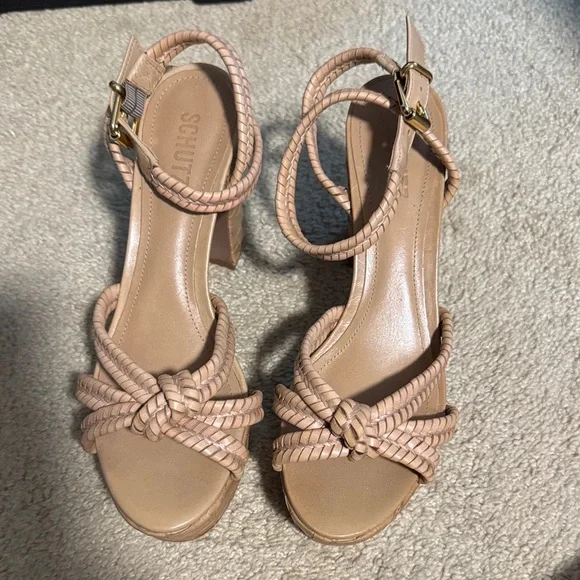 SCHUTZ Tan Braided Platform Heels - Picture 2 of 7